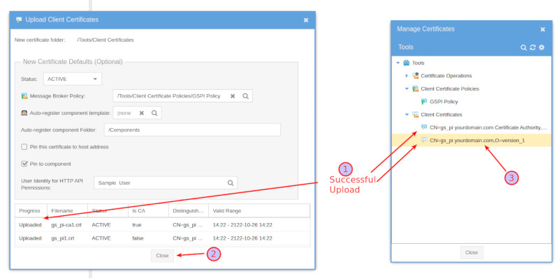 GroveStreams - MQTT Certificate Menu